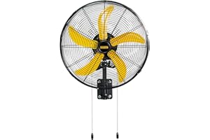 HiCFM 20" Oscillating Wall Fan, 4800 CFM High Velocity Industrial Wall Mounted Heavy Duty Shop Fans with 3 Speed Settings 80° Oscillation for Commercial Garage Warehouse workshops Factory