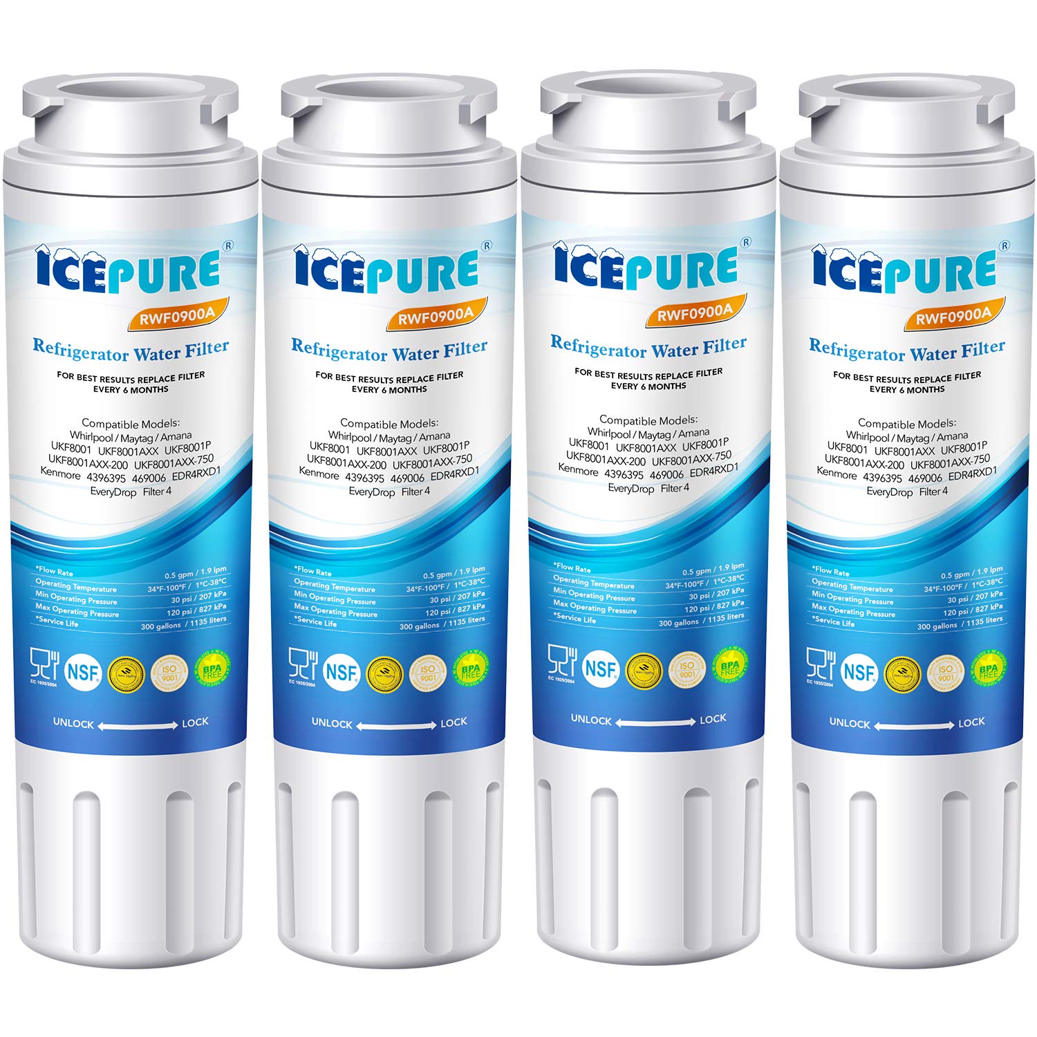 ICEPURE UKF8001 Replacement Refrigerator Water Filter, Compatible with