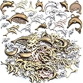 Jdesun 100g Mixed Styles Dolphins Charms Collection, Dolphin Charms Pendants Jewelry Making Charms for DIY Earring Bracelet Necklace