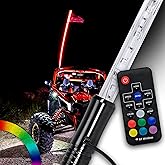 True Mods 3ft RGB LED Whip Light for UTV ATV [RF Wireless Remote] USA Flag Waterproof LED Lighted Whip CB Antenna Pole Stick for RZR Can-Am Polaris SxS 4x4 Quad Dune Buggy 4 Wheeler Accessories