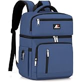COOLJOB Insulated Cooler Backpack, Double Deck Bag for Lunch Box, Large | Leakproof Food-safe PEVA Liner, Gender Neutral for Men/Women, Thermal Portable Diaper Bag for Breast Pump Supplies, 30 Cans