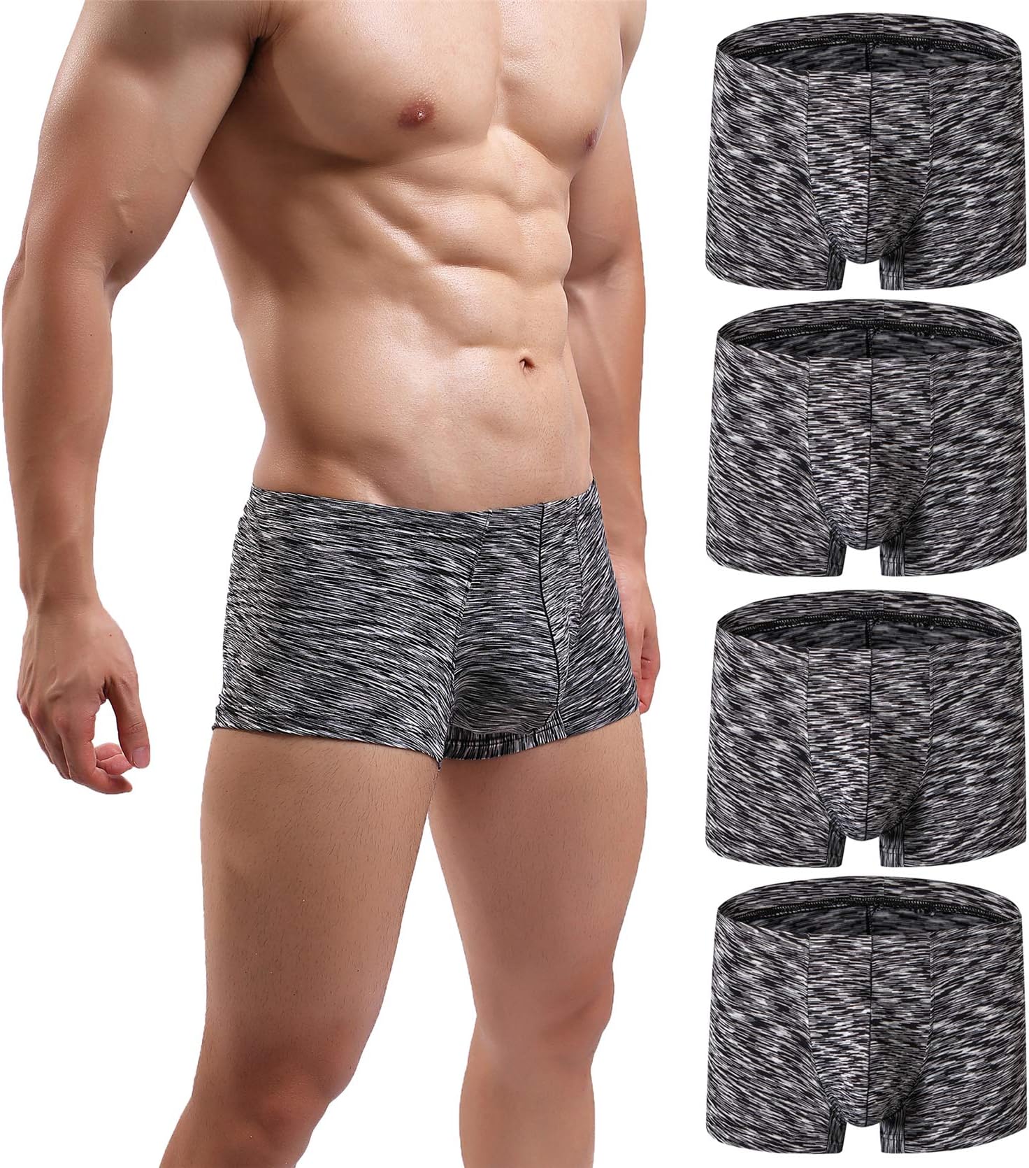 MAKEIIT Men's Underwear Boxer Briefs Breathable Bulge Pouch Underpants Low Rise Elastic