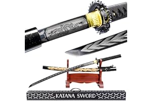 Karwna Real Katana Sword Sharp - Japanese Samurai Swords are a Unique Gift for Men - Sword Real Steel with Metal Blade Makes a Memorable for Martial Arts Enthusiasts or Sword Collectors