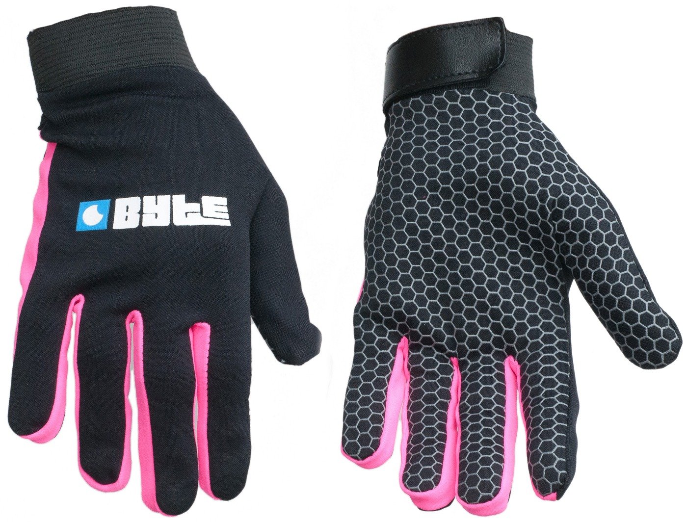 Byte snug fit skin hockey glove black pink.