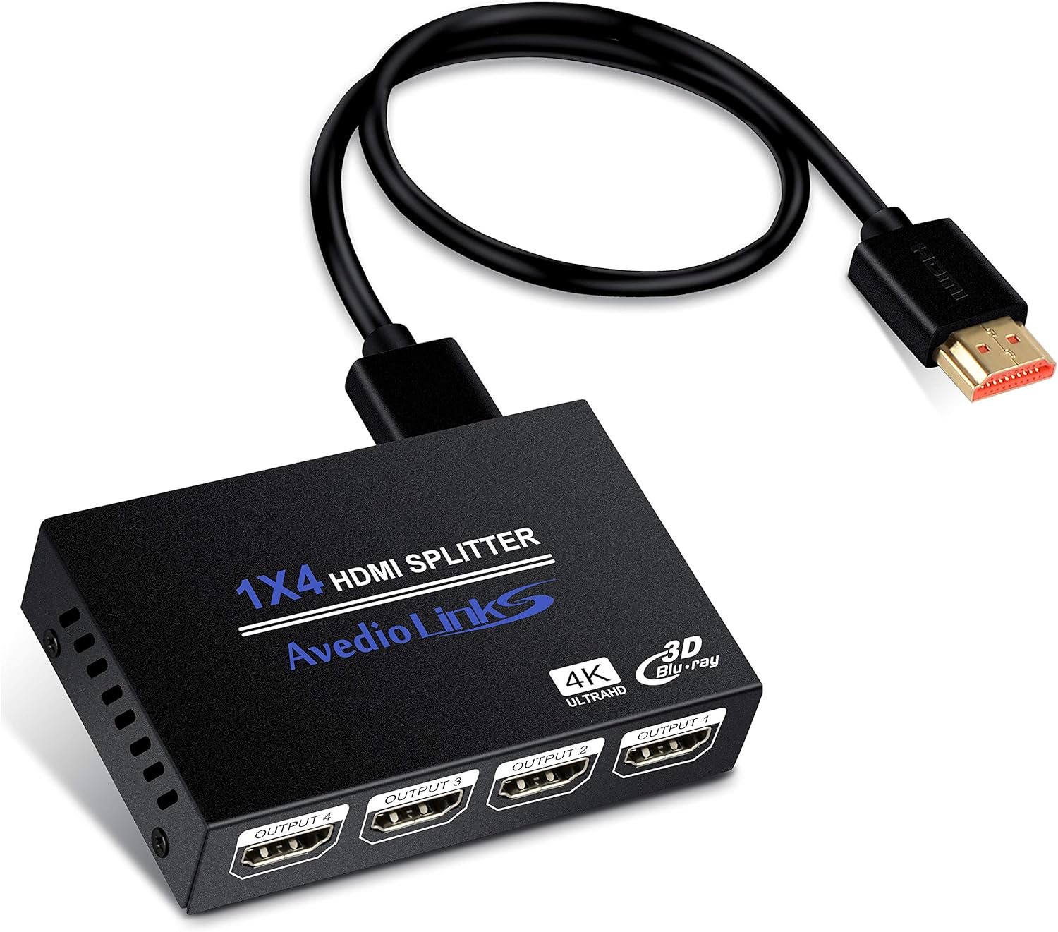 Hdmi Splitter 1x4, NEWCARE HDMI Splitter 1 in 4 Out, HDMI Splitter Supports Full HD1080P 4K and 3D, Compatible with Xbox PS3/4 Roku Blu-Ray Player HDTV (Included High Speed HDMI Cable) (Black): Home Audio & Theater