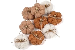 VILLA COMO Fall Pumpkin Decorations for Home, 9 Pcs Artificial Mini Fabric Pumpkins Autumn Decor, Fake Pumpkins for Decorating, Fall Wedding Table Centerpiece Mantel Decor, Thanksgiving Halloween Decor Indoor