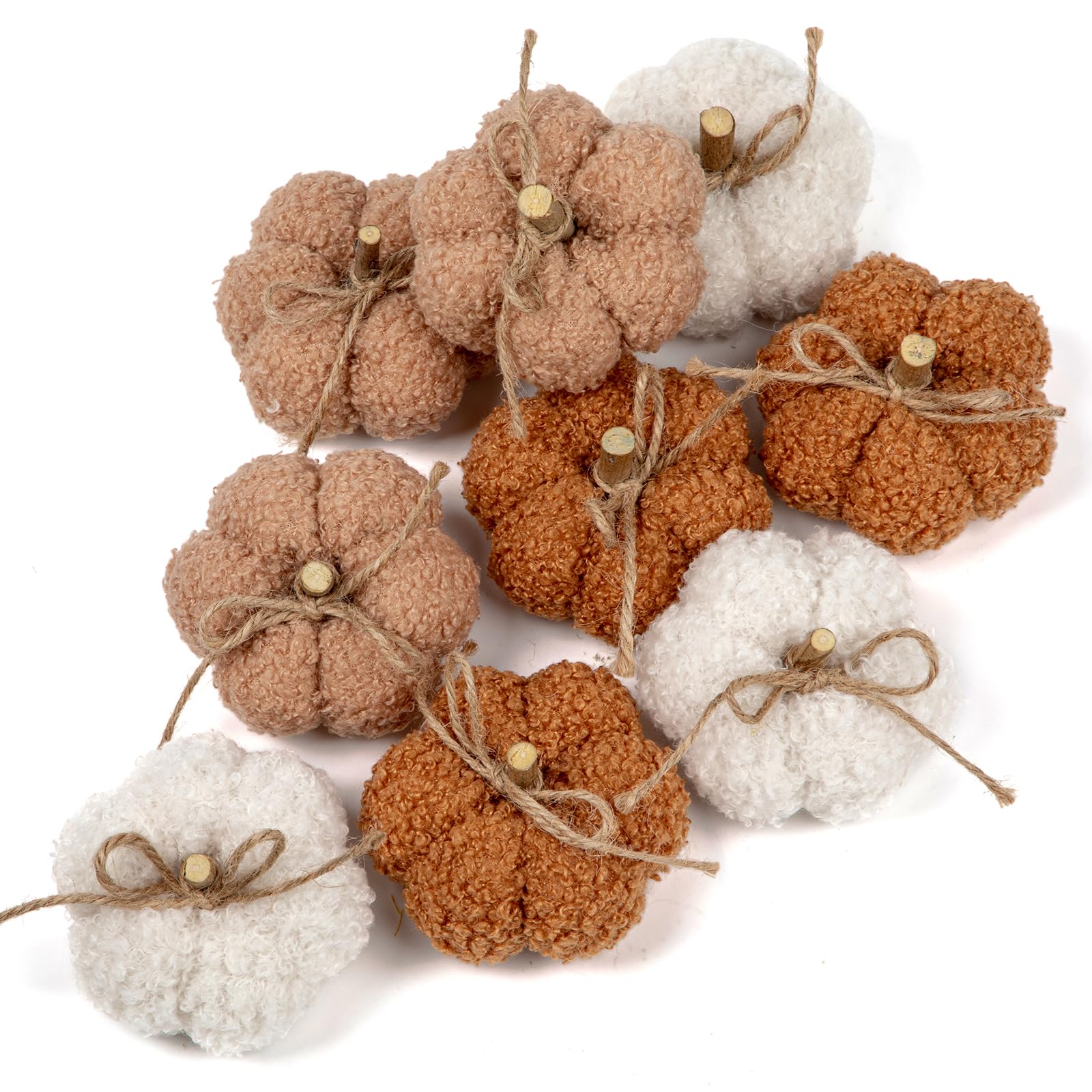 Photo 1 of Fall Pumpkin Decorations for Home, 9 Pcs Artificial Mini Fabric Pumpkins Autumn Decor, Fake Pumpkins for Decorating, Fall Wedding Table Centerpiece Mantel Decor, Thanksgiving Halloween Decor Indoor