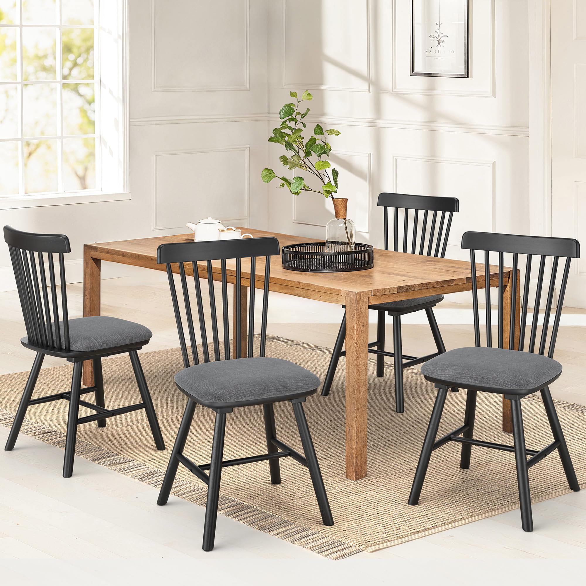 LUE BONA Upholstered Dining Chairs Set of 4, Upgraded Wooden Kitchen ...