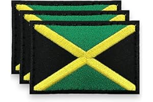 DESIGN MASTER INDUSTRY DM 3 Pack Jamaica Flag Patch Jamaican Flags Patchs, Jamaica Tactical Flag Embroidery Patch with, for Hats, Tactical Bags, Jackets, Clothes Patch Team Military Patch
