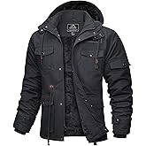 MAGCOMSEN Men's Winter Jacket Cotton Fleece Lined Warm Jackets Work Cargo Military Coats with 6 Pockets