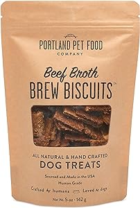CRAFTED BY HUMANS LOVED BY DOGS Portland Pet Food Company Beef Broth Brew Biscuit Dog Treats (1 Pack, 5 oz Bag) – All Natural