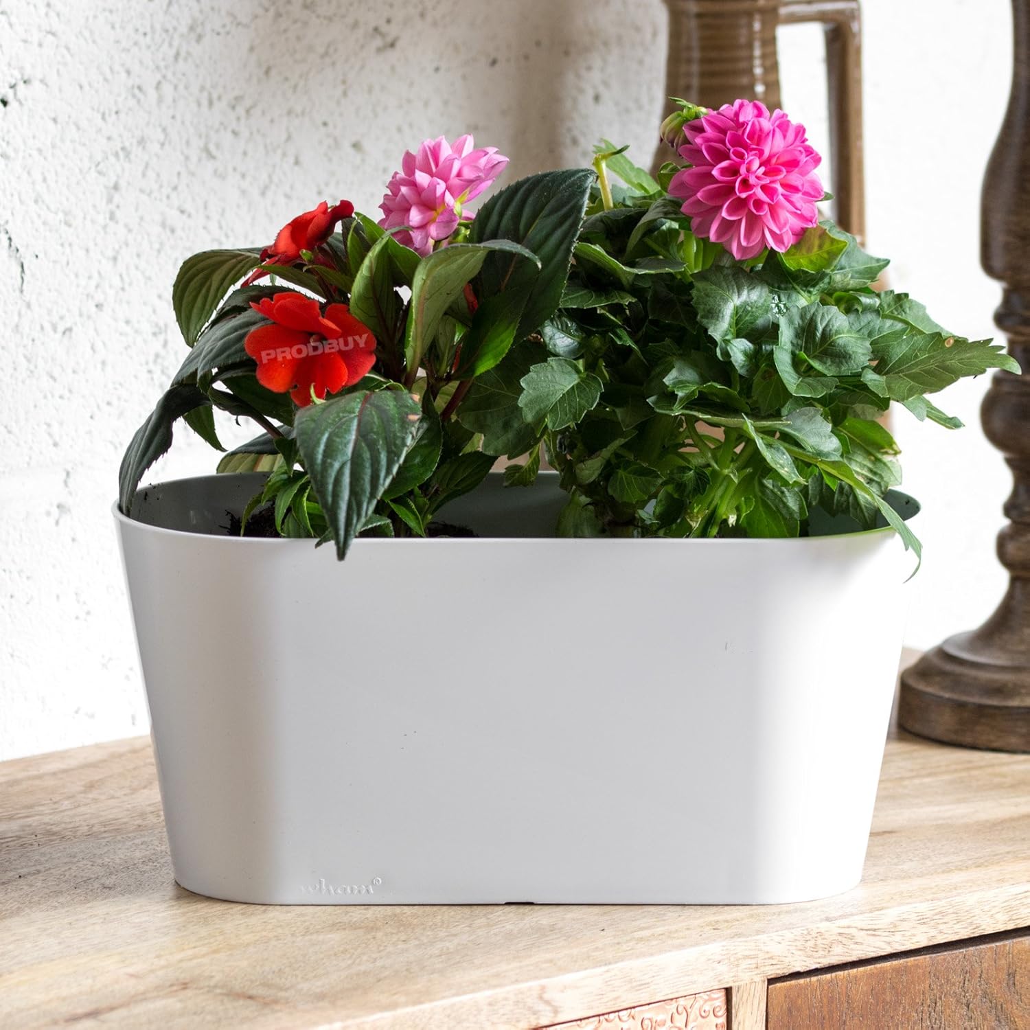 3 x WHITE Oval 30cm Plastic Plant Pot Cover Troughs Amazon.co.uk
