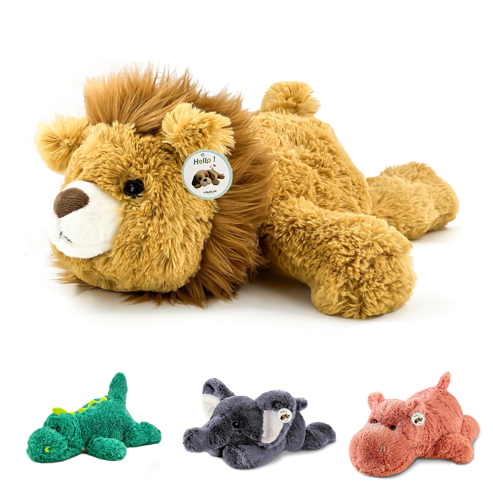 YOUBLEK 16" | 2 Pounds Yellow Lion Weighted Stuffed Animals,Sensory Comfort Plush Throw Pillow Toy,Kawaii Plushies Hugging Toy Gifts for Kids & Adults (Lion, 16 inch 2 Pounds)
