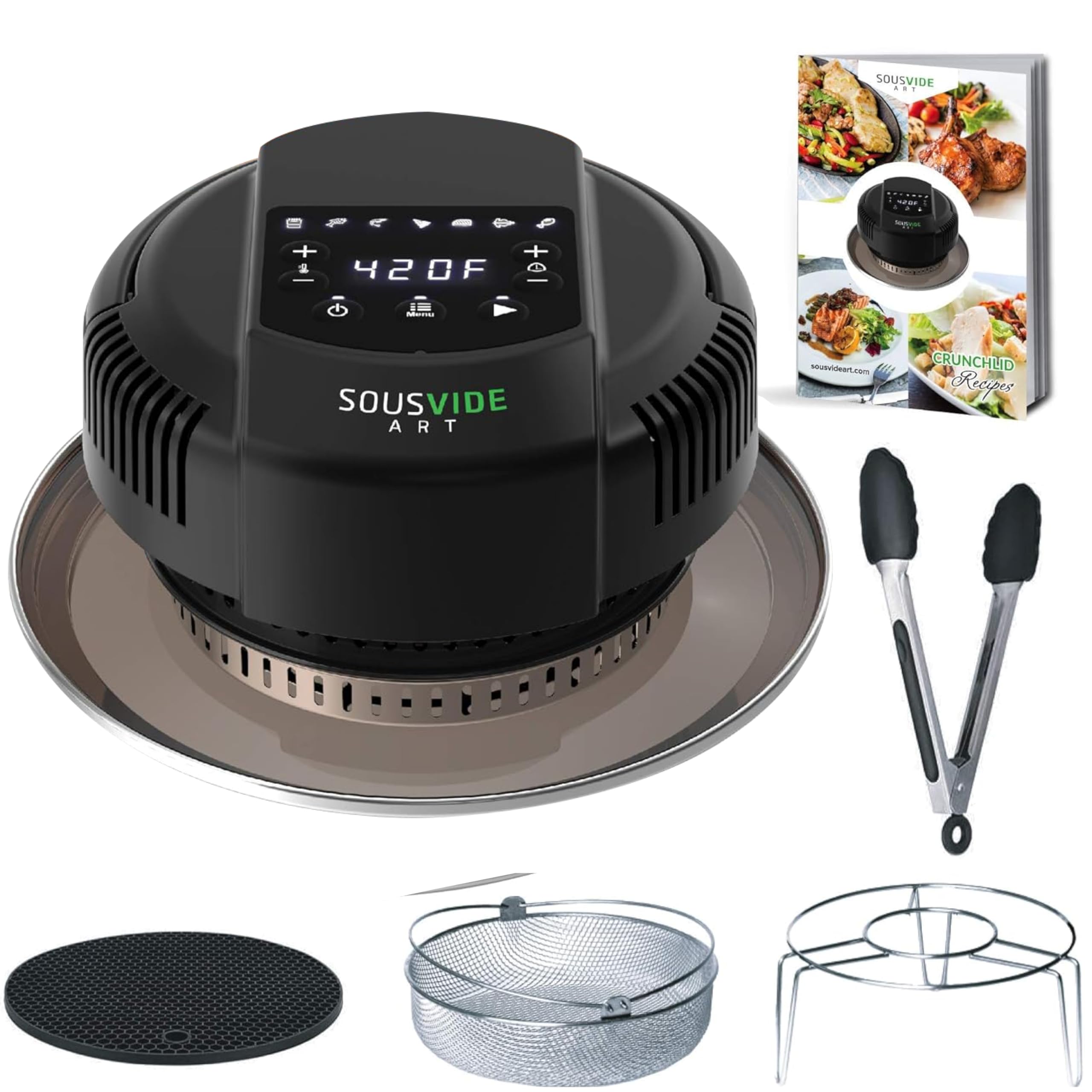 Photo 1 of Sousvide Art 7-in-1 Instant Pot Air Fryer Lid 8 qt, Instant Pot Pressure Cooker Attachment - Fryers Lid - Instapot Accessory - Air Fryer Accessories Combo with Basket, Rack, Mat, Tongs, Cookbook