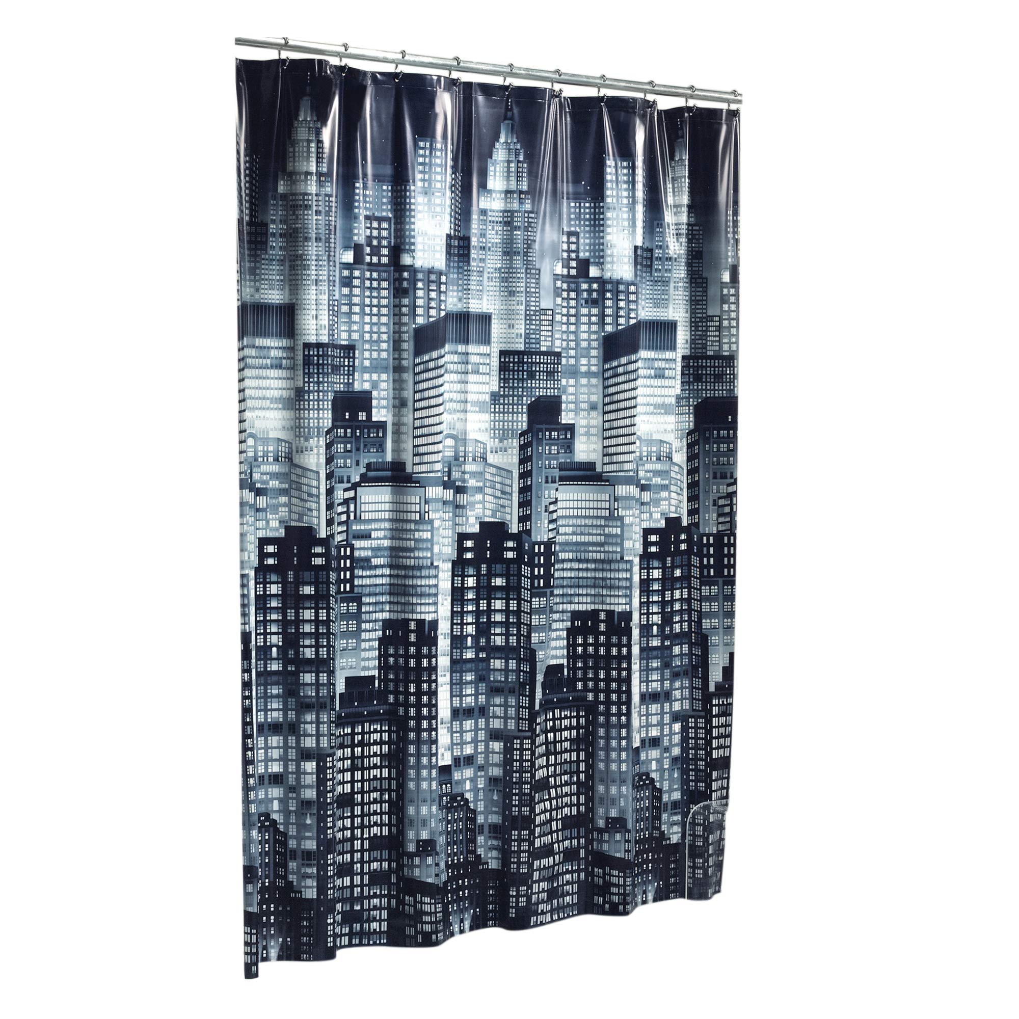 Excell Cityscape Shower PEVA WaterResistant Bath Curtain for Master