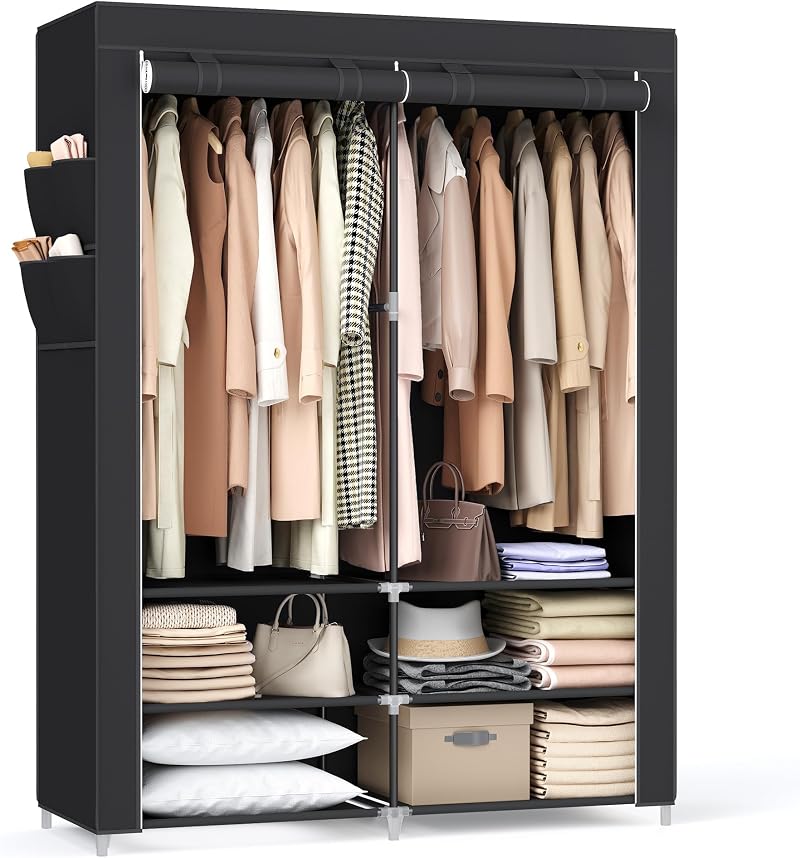 SONGMICS Fabric Wardrobe 45 x 127 x 176 cm with 2 Hanging Compartments