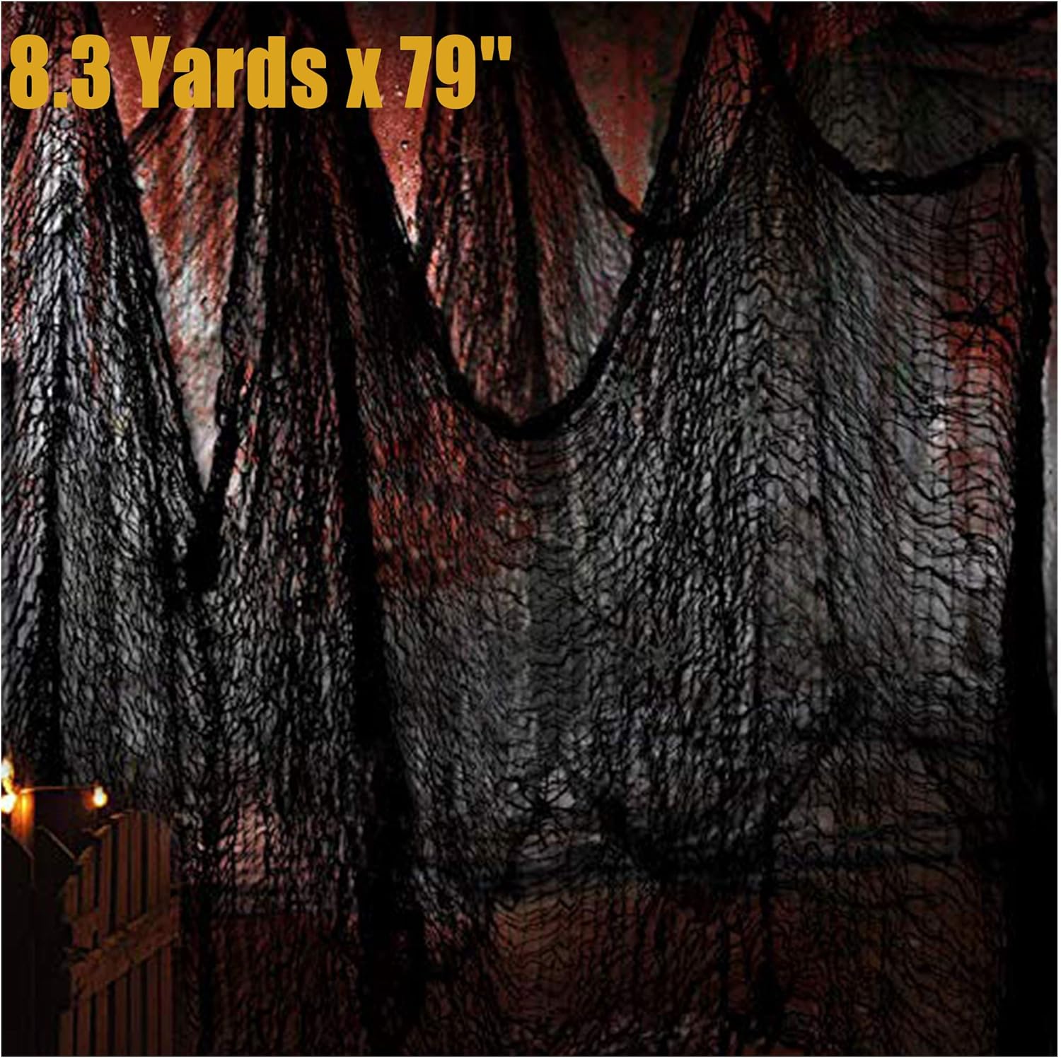 Black Creepy Cloth Halloween Decoration,Gauze Hanging Cloth Ghost Props 300'' X 80'',Super Size Haunted House Backdrop Decor ,Scary Spooky Halloween Fabric Decorations for Party Doorways Outdoors Ceiling Table Yard Bar