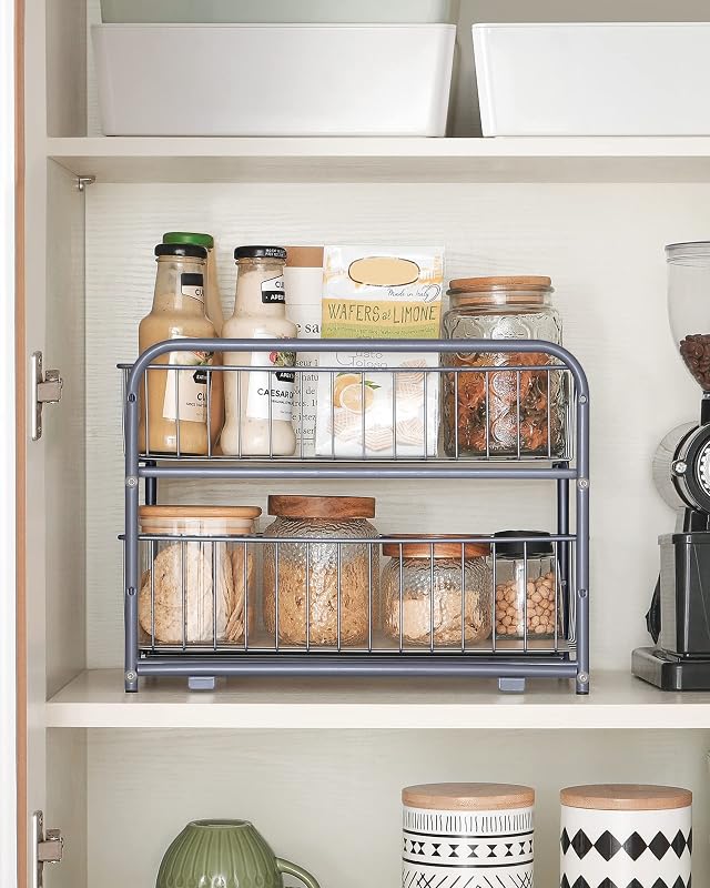 Organizador de Cocina, 2 Niveles Extraíbles para Armario