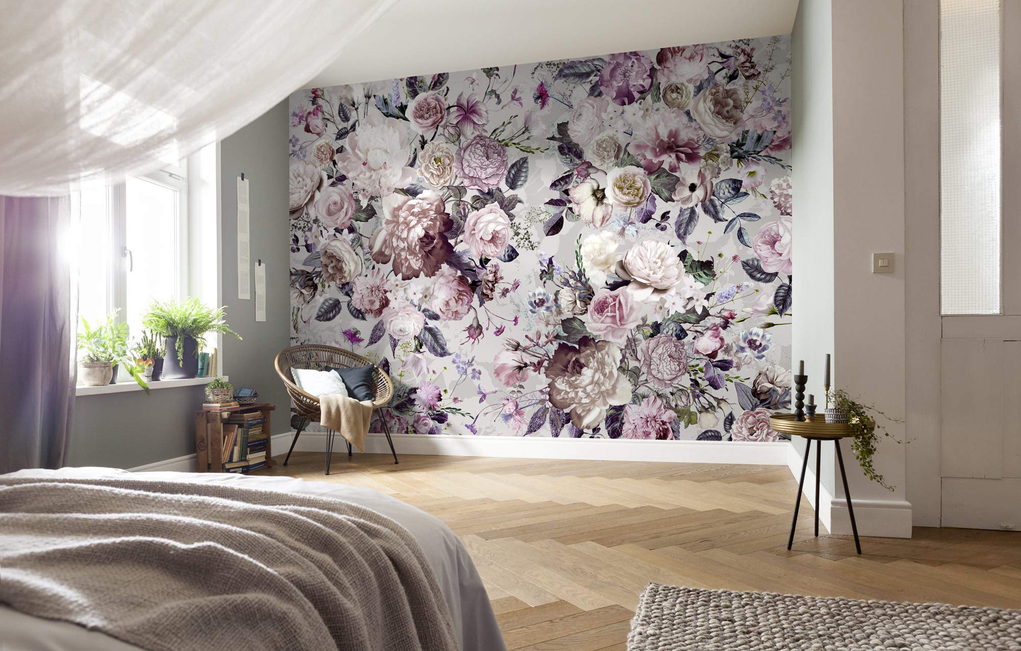 Komar X7-1017 Non-Woven Lovely Blossoms Size: 350 x 250 cm 7 Panels Width 50 cm Wallpaper Decoration Wall Wallpaper Floral Design Bedroom Romantic X7-1017 Photo Wallpaper Colourful