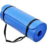 Signature Fitness Extra Thick High-Density Foam Yoga Mat &ndash; Multiple Thicknesses (1/2" &amp; 1") / Multiple Colors &ndash; Double-Sided Non-Slip Surface &ndash; with Carrying Strap for Pilates, Yoga &amp; Home Workouts
