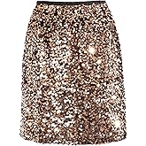 Dwirapal Women's Sequin Skirt Sparkle Stretchy Bodycon Mini Skirts Night Out Party