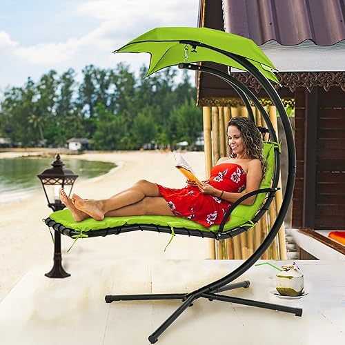 Hanging Chaise Lounger Outdoor Chair Hammock With Stand Hanging