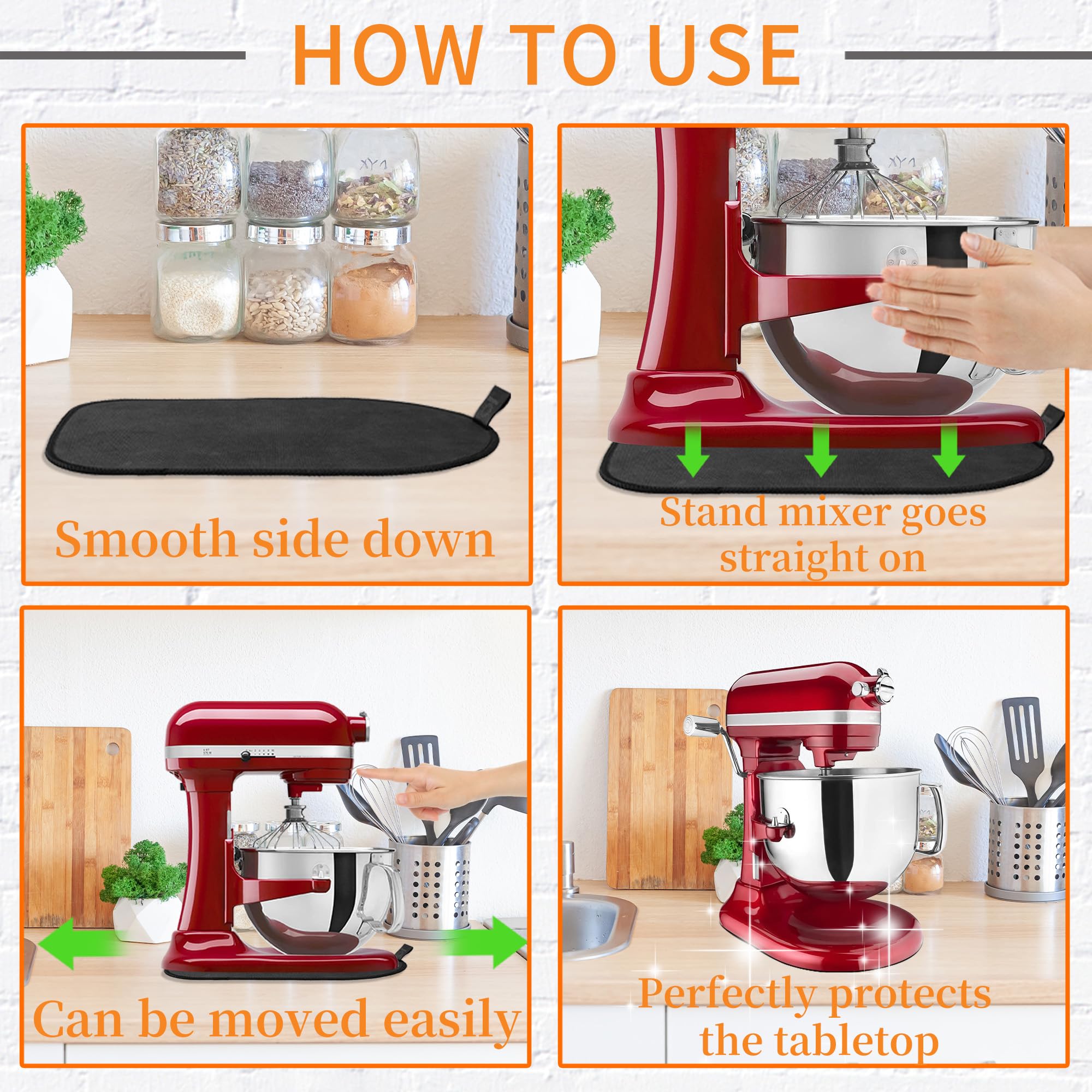 Sliding Mat for Kitchenaid Mixer, Mixer Mover Slider Mat Pad for Kitchenaid 4.5-5 Qt Tilt-Head Stand Mixer, Kitchen Appliance Slider Mat with 1 Kitchen Accessory, Kitchen Aid Mixer Accessories