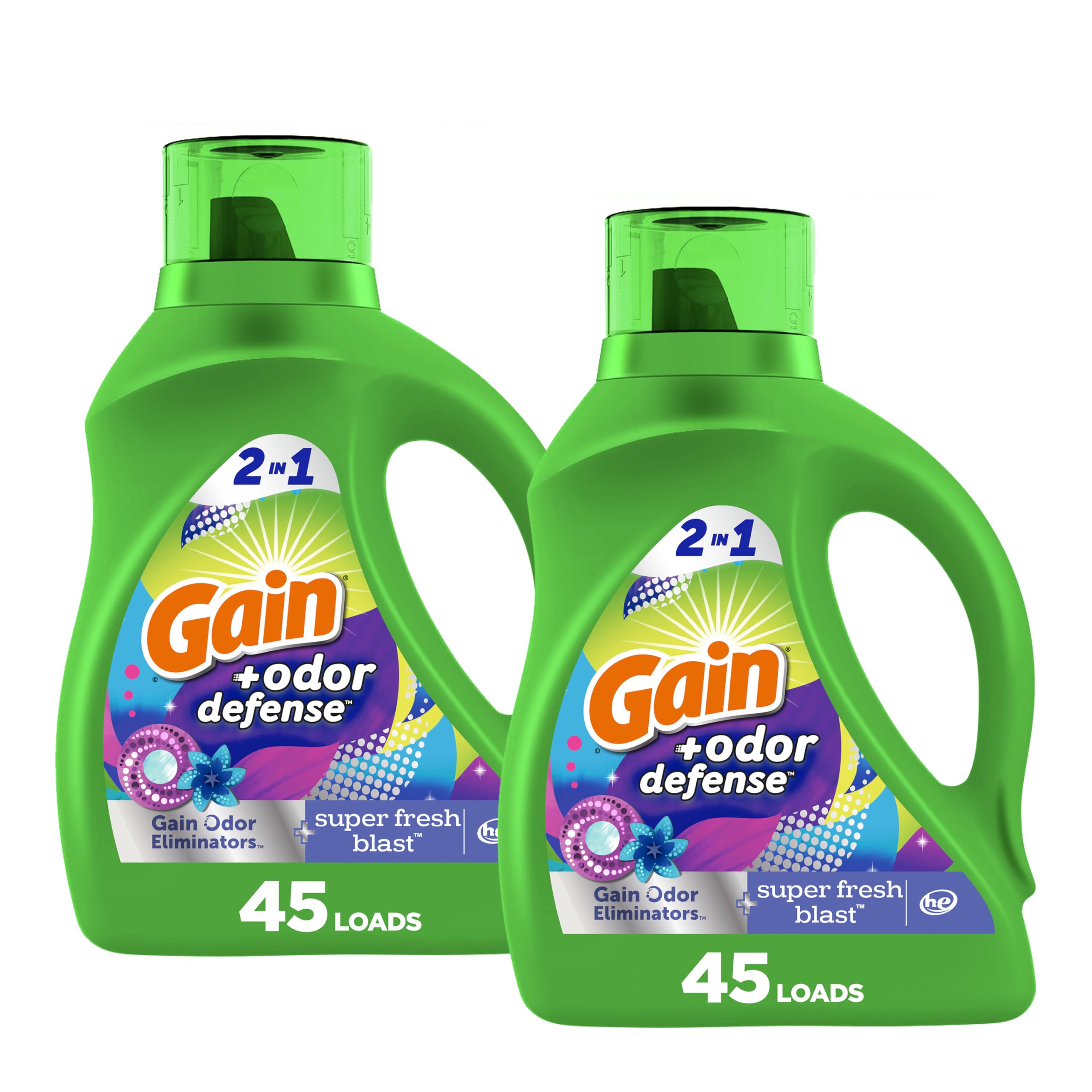 Photo 1 of Gain + Odor Defense Laundry Detergent Liquid Soap, 1-Pack, Super Fresh Blast Scent, 65 Fl Oz Each
