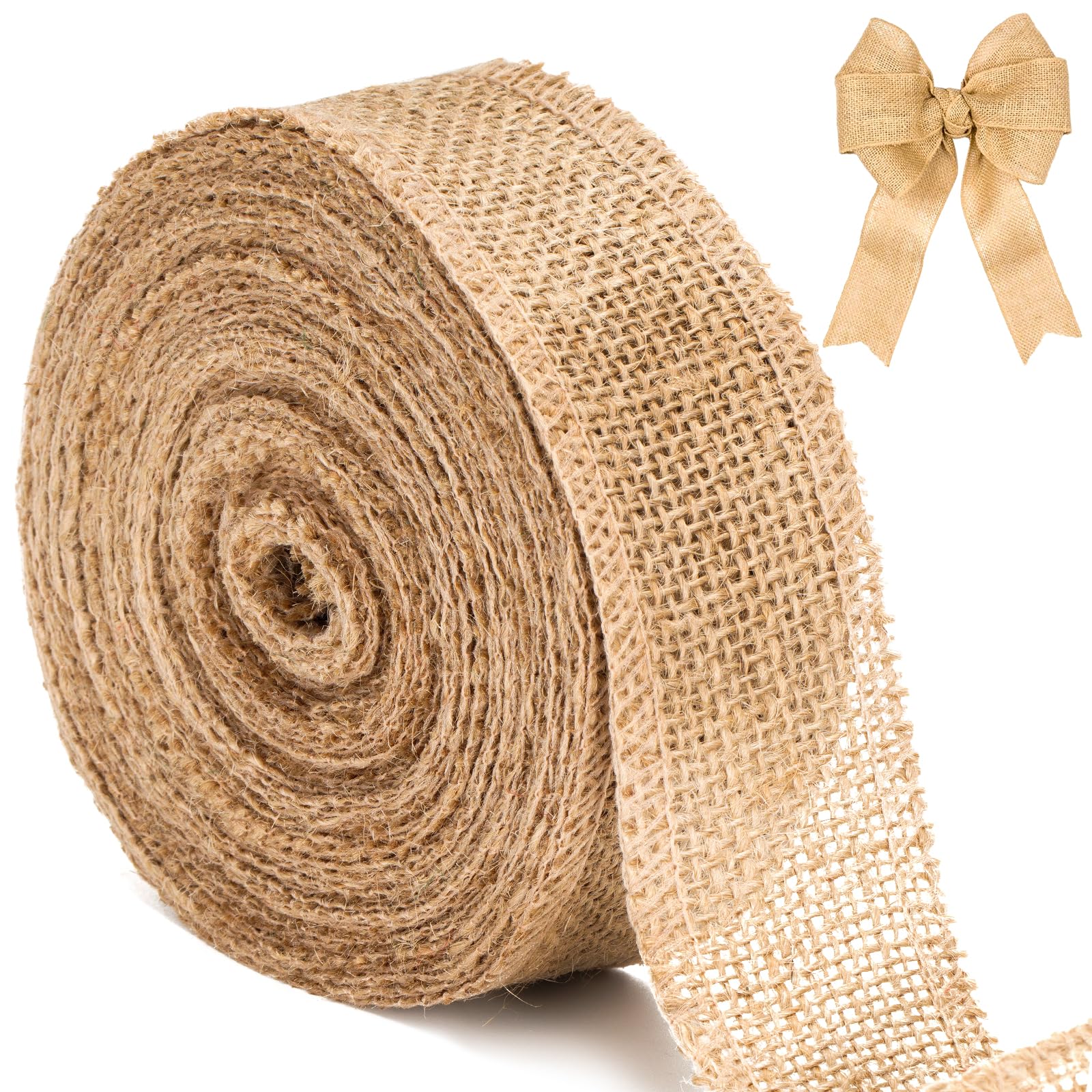 G2PLUS 4CM Jute Burlap Ribbon - 10M Rustic Hessian Ribbon - Natural Craft Jute Band for Decorating Wedding Gifts and Christmas Wreaths Project — image 1