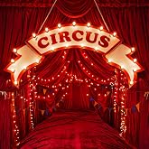 Novabright Party Decorations Light up Sign, Red Circus | Carnival Theme Party Decoration, Circus Birthday Decor Welcome Door Hanging Sign with String Light, Halloween Clown Backdrop