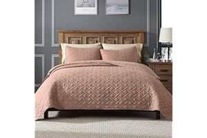ClevaHome King Size Quilt for Sandy Brown Bedspreads, Ultra Soft Lightweight Coverlet, Modern Diamond Pattern Quilt for All S