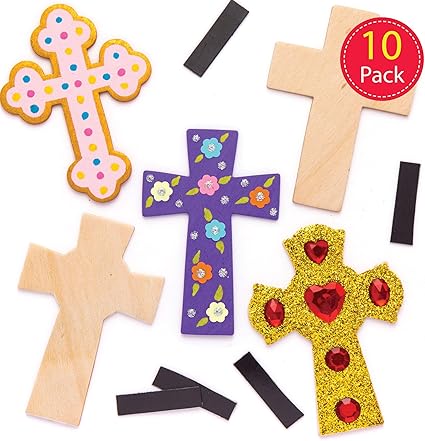 Amazon Com Baker Ross Easter Cross Wooden Magnets Easter Crafts