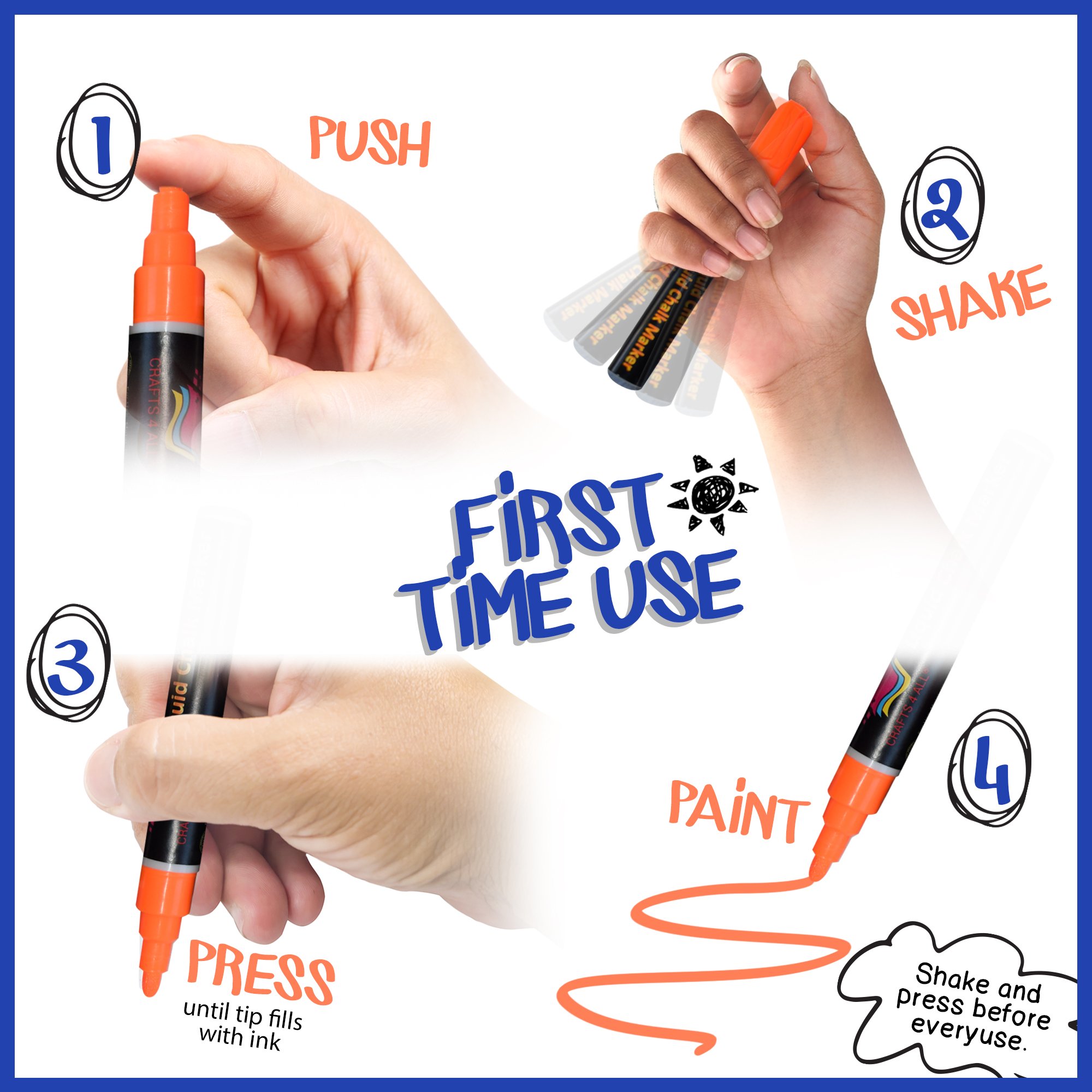 Liquid Chalk markers pens with erasable ink and 3MM reversible tips 8 pack neon colors 32 free chalkboard labels by Crafts 4 ALL