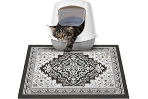Glittme Cat Litter Mat with Non-Slip Bottom Litter Box Mat 24"X15" Litter Trapping Mat Easy to Clean Washable Cat Food Mat for Kitty,S