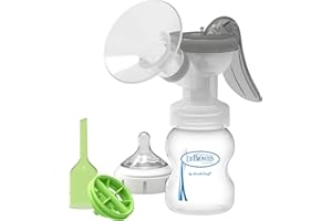 Dr. Brown's Manual Breast Pump with SoftShape 100% Silicone Shield (B,25mm flange) & Anti-Colic Options+ Wide-Neck Baby Bottle 5 oz/150 mL,with Level 1 Slow Flow Nipple