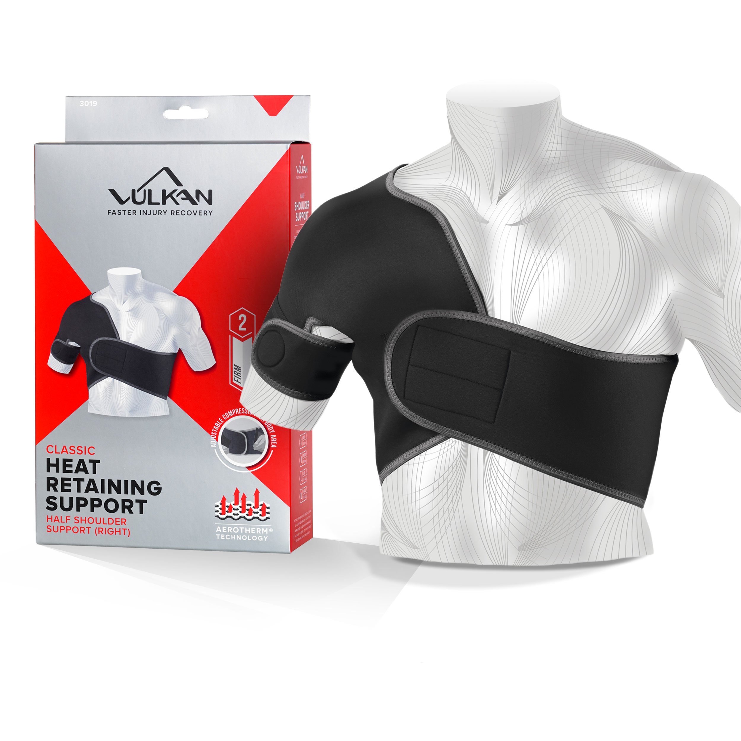 Vulkan Classic Right Half Shoulder Support, Medium, Shoulder Brace for Rotator Cuff Injuries, AC Joint Support, and Dislocations, Shoulder Strap for Men and Women, Brace for Athletes and Exercising