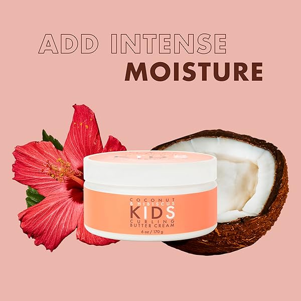 SHEAMOISTURE KIDS CURLING STYLING CREAM FOR CURL DEFINITION COCONUT & HIBISCUS CURL AND DETANGLE KIDS HAIR 6 OZ