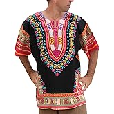 RaanPahMuang Plus Big Size Shirt Bright Africa Black Dashiki Cotton Broad Maxi
