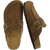 CUSHIONAIRE Canoe Genuine Suede Clogs for Women Footwear with Moc Toe Design – Casual Slip On Womens Shoes