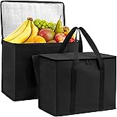 Carrywell (Not Made In China) Insulated Reusable Grocery Bags, Catering and Delivery Bag For Hot and Cold Food, Collapsible Thermal Tote For Doordash
