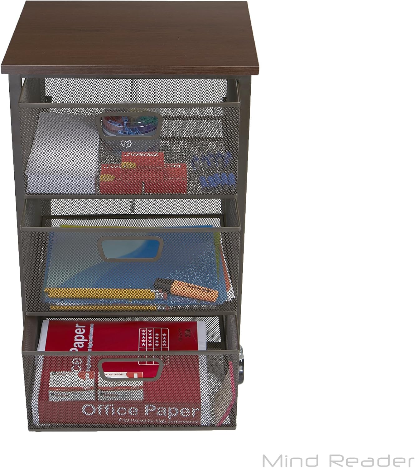 Mind Reader Rolling Storage Cart with 3 Drawers, File Storage Cart, Utility Cart, Office Cart Drawer Storage, Bathroom Storage: Kitchen & Dining