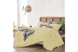 Olivia Rocco Duvet Cover Oversized Queen Size 98" x 98" Inch, 1000 Thread Count Soft 100% Egyptian Cotton 1Pcs (1 Duvet Cover) Zipper Closure & Corner Ties, Ivory Stripe