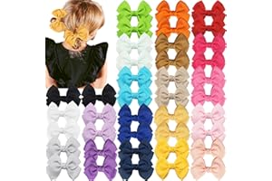 CÉLLOT 40pcs 4 inch Hair Bows for Girls Grosgrain Ribbon Toddler Hair Bows Alligator Clips for Baby Girls Kids Teens Back to School Hair Accessories in Pairs