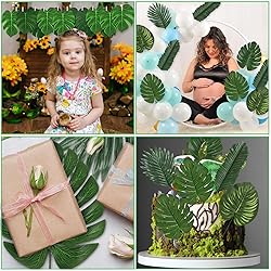 108 Pieces 7 Kinds Artificial Tropical Leaf Jungle