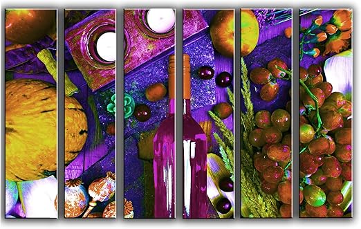 Amazon Com X Large Set Wine Spices Wall Art Decor Picture Painting Poster Print On 6 Canvas Panels Pieces Wine Flowers Still Life Theme Wall Decoration Set Wall Picture For Kitchen Dining