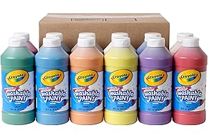 Crayola Washable Paint (12ct), Bulk Paint Set for Kids' Art Projects, 16 Oz, Nontoxic Craft Supplies, Teacher Classroom Must Haves, Ages 3, 4, 5
