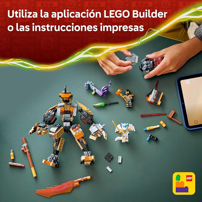 Ninjago Cole e Zane Dragon Mission Mech - Figura de Ação, 3 Ninja Inc. Minifiguras de Armas Toy Swords - Presente de Aniversário para Crianças 7+ e Fãs da Série - 71854 — foto 6 de 8