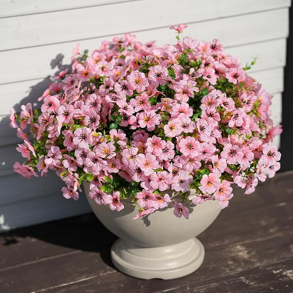 16 BUNDLES ARTIFICIAL FLOWERS FOR OUTDOOR REALISTIC FAUX...