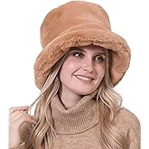 Rulala Fancy Women's Faux Fur Cow Bucket Hats Ladie's Unique Camouflage Printed Fisherman Cap