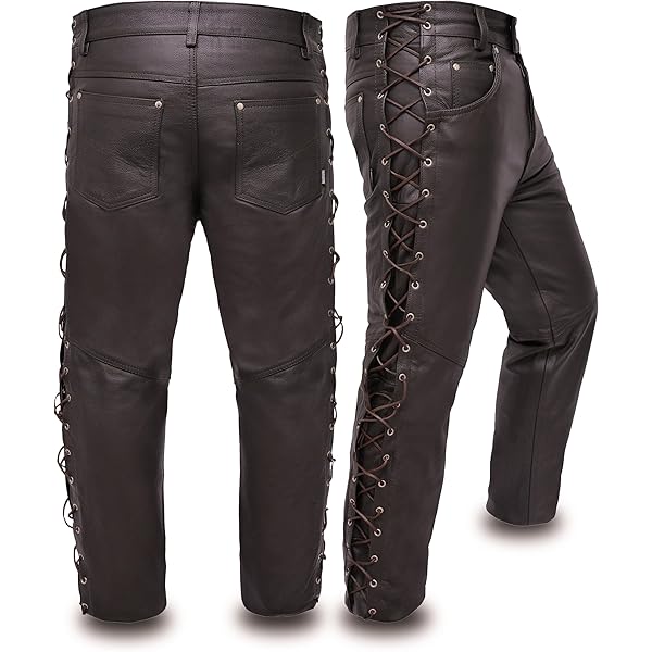 Men's Leather Pants Bikers Full Grain Waxed Cowhide Rock Jean